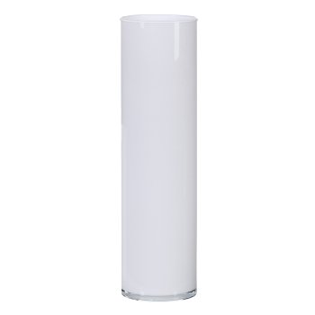 Glass vase cylinder white, d=16cm, h=69cm