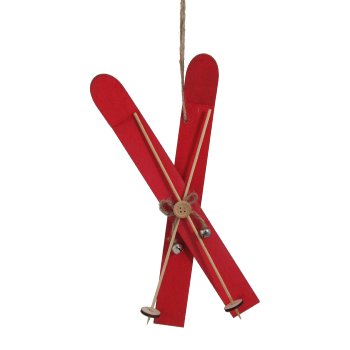 Wooden ski hanger, 12x5cm, red