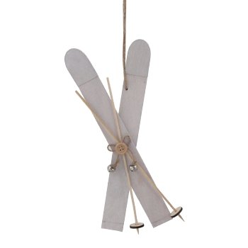 Wood Ski Hanger, 18x7,5cm, White