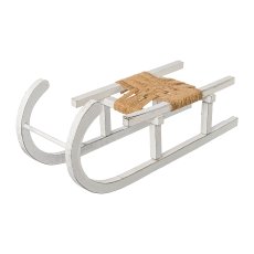 Wood Sledge with Fabric Cover Natura, 46x14,5x17,5cm, White