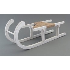 Wood Sledge with Fabric Cover Natura, 62x19,2x22cm, White