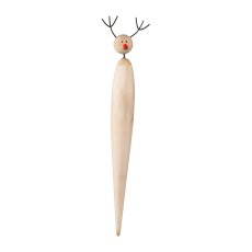 Wood Fir Cone stake Reindeer Carl, 9x4.5x54cm, natural