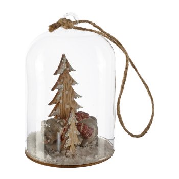 Glass Bell With Poly Santa