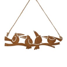 Metal Raven Motif Hanger, 24x13cm, rust