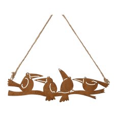 Metal Raven Motif Hanger, 60x24cm, rust