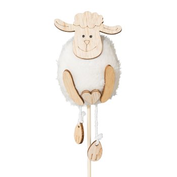 Wooden Sheep With Wool Plug