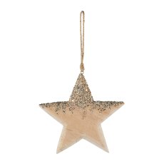 Wood Star Pendant Brilliance, 8x1x8cm, Silver