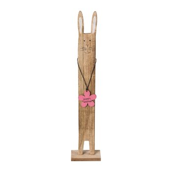 Holz Hase schlank Basic, 30,5x5x8cm, rosa