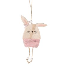 Holz Hase m.Wolldeko, 30x12,5x15cm, rosa