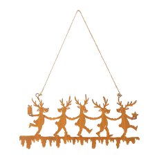 Metal Moose Parade Pendant, 34x12cm, rust