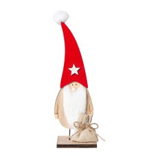 Wood Santa Claus Figure Standing W.Bag, 6,7x5x22cm, Bordeaux