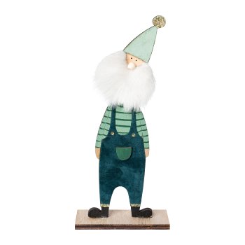 Wood Santa Claus Figure Standing, 7x4x18cm, Green