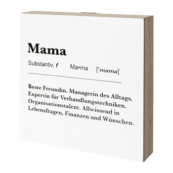 Holz Deko Tafel/Hänger MAMA, 20x4x20cm, weiß, Lepuro