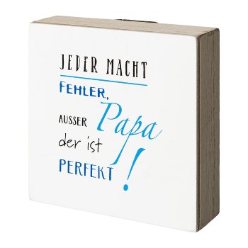 Holz Deko Tafel/Hänger PAPA, 10x3x10cm, weiß, Lepuro