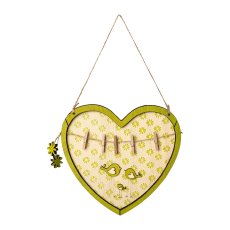 Wood Heart with Bird with Clip 3 assorted Birdie, 19x1x31cm, Green