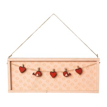 Wooden Board Hanger 3 assorted Lovely, 29x1,3x24cm, Pink