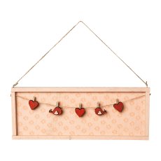 Wooden Board Hanger 3 assorted Lovely, 29x1,3x24cm, Pink