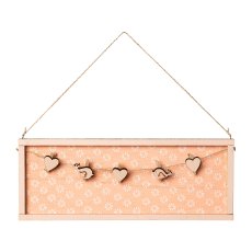 Wooden Board Hanger 3 assorted Lovely, 29x1,3x24cm, Pink