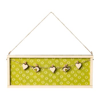 Wooden Board Hanger 3 assorted Lovely, 29x1,3x24cm, Green