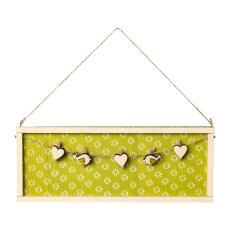 Wooden Board Hanger 3 assorted Lovely, 29x1,3x24cm, Green