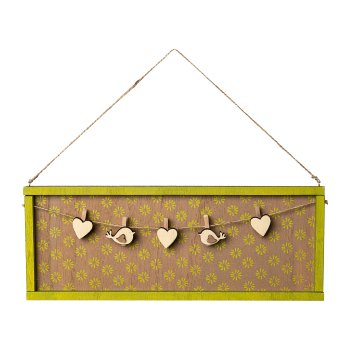 Wooden Board Hanger 3 assorted Lovely, 29x1,3x24cm, Green