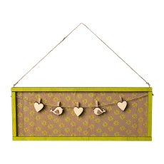 Wooden Board Hanger 3 assorted Lovely, 29x1,3x24cm, Green