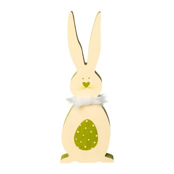 Wooden Rabbit On Foot 3 assorted Lovely, 10x1,7x28cm, Green