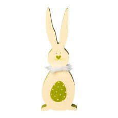 Wooden Rabbit On Foot 3 assorted Lovely, 10x1,7x28cm, Green