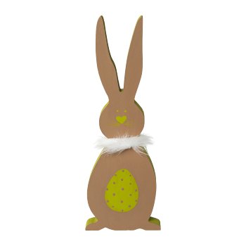 Wooden Rabbit On Foot 3 assorted Lovely, 10x1,7x28cm, Green