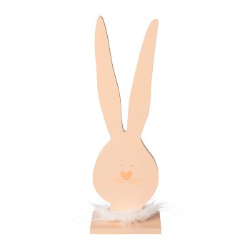 Wooden Rabbit Head On Foot 3 assorted Lovely, 18x6x45cm, Pink