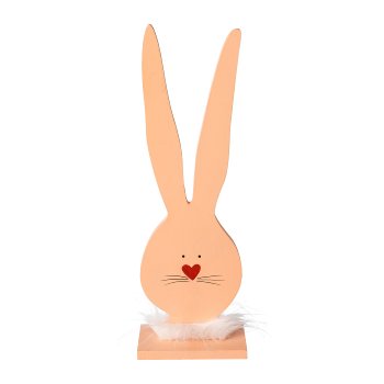 Wooden Rabbit Head On Foot 3 assorted Lovely, 18x6x45cm, Pink