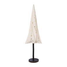 Samt Baum auf Fuss m.Sternmotiv, 40x13cm, creme