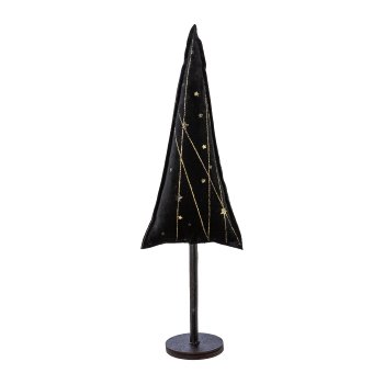 Velvet tree on foot, with star motif, 40x13cm, black