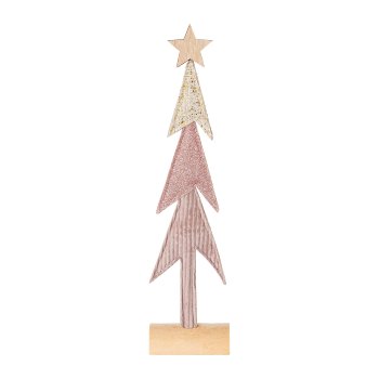 Stoff Baum auf Holzbase, 31x8x5cm, rosa