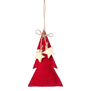 Fabric cord Christmas hanger 3 assorted, 13x2x13/11,5x2x11,5/14x2x8,5cm
