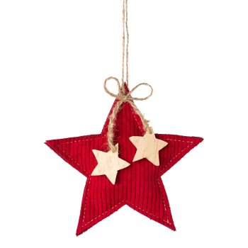 Fabric cord Christmas hanger 3 assorted, 13x2x13/11,5x2x11,5/14x2x8,5cm