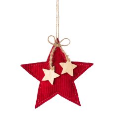 Fabric cord Christmas hanger 3 assorted, 13x2x13/11,5x2x11,5/14x2x8,5cm