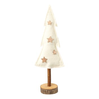 Wood tree w.fabric cord, 9x5x30cm, cream