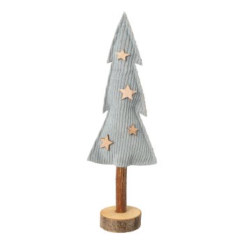 Wood tree w.fabric cord, 9x5x30cm, gray