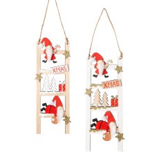 Wooden ladder with santa claus
