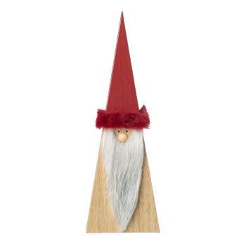 Wooden gnome w.felt applications, 9,5x9,5x30cm, red