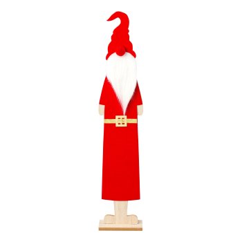 Holz Weihnachtsmann m.Stoffapplikationen, 12x6x60cm, rot