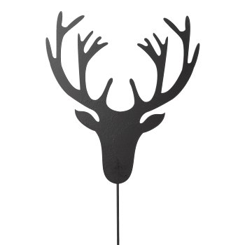 Metal deer head stake, 18x26cm, black