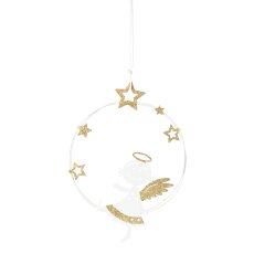 Metal angel ring hanger, 15x22cm, white