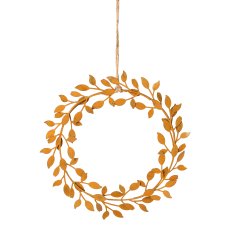 Metal leaf wreath hanger, 19x19cm, rust