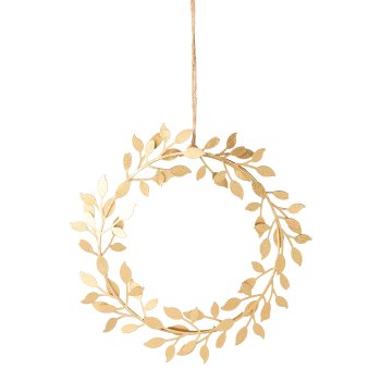 Metall Blatt Kranz Hänger, 19x19cm, gold