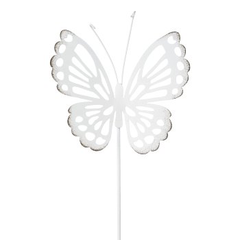 Metal butterfly stake, 31x8.5cm, white