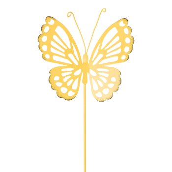 Metall Schmetterling Stecker, 67x15cm, hellgelb