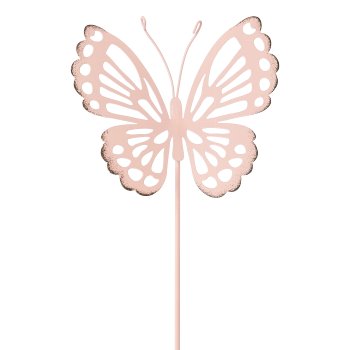 Metal butterfly stake, 67x15cm, apricot