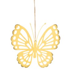 Metal butterfly hanger, 12x11cm, light yellow